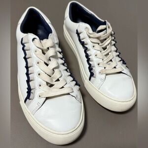Tory Burch Tory Sport Ruffle Sneaker White / Navy Sea Size 7.5M